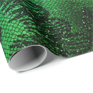 Papel De Presente Glama Preto Lace Floral Verde Tropical Aquático