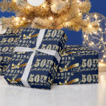 Papel De Presente Glamorous Glittery Text-50th Wedding Anniversário<br><div class="desc">Glamorosa estória de 50 anos de casamento - padrão de design de tipografia glitérica sobre fundo azul escuro personalizado. Você pode mudar facilmente a cor azul escura de fundo para tornar este papel de empacotamento único como você é. Se precisar de ajuda para personalizar qualquer um dos meus designs, por...</div>