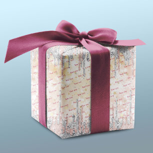 Papel De Presente Glitor de rosa de ouro prateado elegante