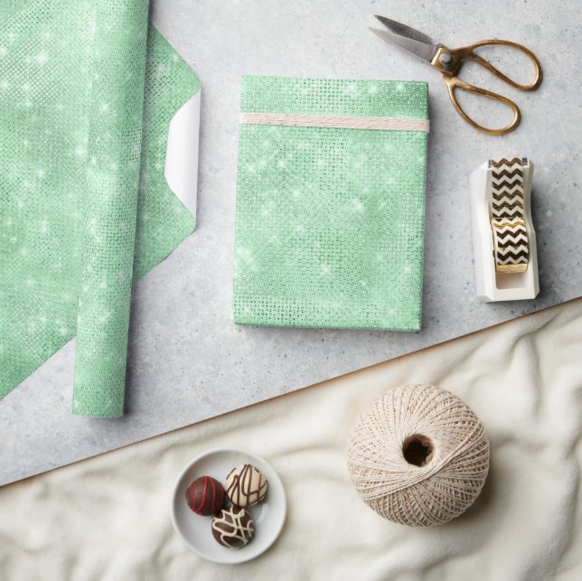 Papel De Presente Glitter and Shine Green ID671 (Artesanato)