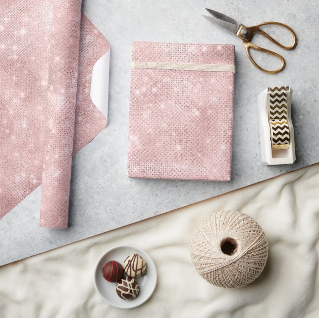 Papel De Presente Glitter and Shine Rosa Dourado ID671 (Artesanato)