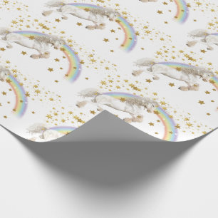 Papel De Presente Glitter Arco-Íris do Partido Unicórnio