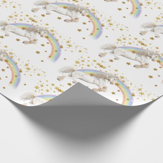 Papel De Presente Glitter Arco-Íris do Partido Unicórnio (Ponta)