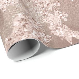 Papel De Presente Glitter Brilho Marble Blush Rosa Silver Stone Glam
