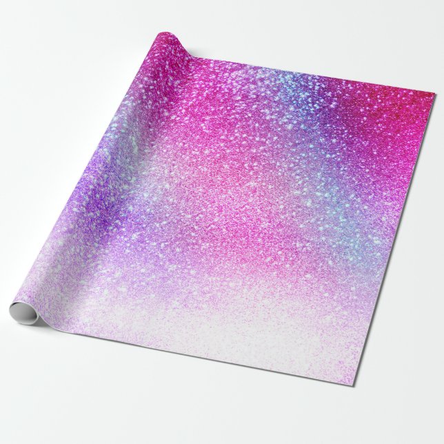 Papel De Presente Glitter da Nebulosa Púrpura Majestosa Rosa (Desenrolado)