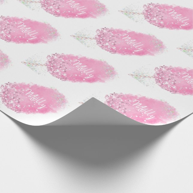 Papel De Presente Glitter de algodão doce, cinza-rosa fofinho (Ponta)