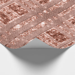 Papel De Presente Glitter de cobre cinzento Dourado com Rosa de geom