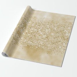 Papel De Presente Glitter de Confetti Dourado Amarelo