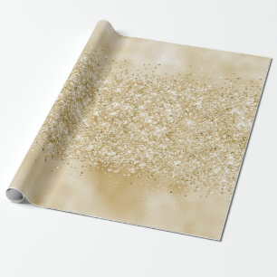 Papel De Presente Glitter de Confetti Dourado Amarelo