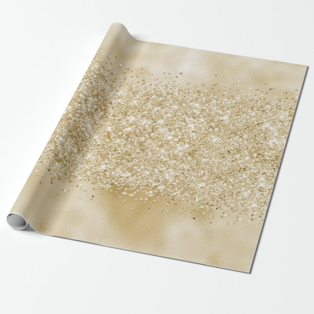 Papel De Presente Glitter de Confetti Dourado Amarelo (Desenrolado)