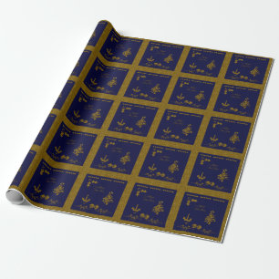 Papel De Presente Glitter de Natal Holly Twig, ornamentos, vela,