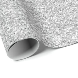 Papel De Presente Glitter de Prata de Cinzas Delicadas Brancas