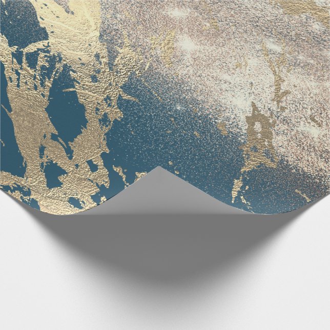 Papel De Presente Glitter de Rosa de Glitter Dourado com Teal Azul A (Ponta)