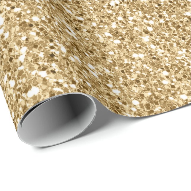 Papel De Presente Glitter Dourado      (Ponta do rolo)