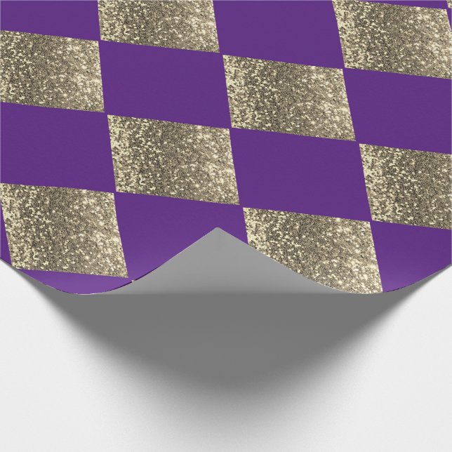 Papel De Presente Glitter Dourado, Abstrato Roxo Metálico (Ponta)