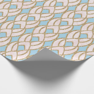 Papel De Presente Glitter Dourado Rosa Azul Barroco Antonietta Glam