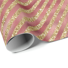 Papel De Presente Glitter Dourado Vermelho Glam Strips