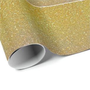 Papel De Presente Glitter Glam Faux Foil Sparkle Dourado