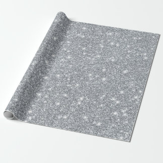 Papel De Presente Glitter Glamoroso do Silver Faux