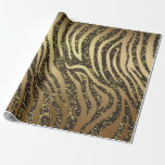 Papel De Presente Glitter Glitter Flagle Zebra Selgle Safari Glam<br><div class="desc">papel de empacotamento personalizado</div>