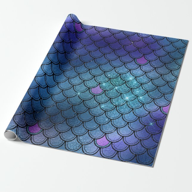 Papel De Presente Glitter Mermaid Scales Pattern (Desenrolado)
