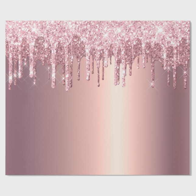 Papel De Presente Glitter na moda de cobre, rosa de cobre, gotas de  (Aberto)