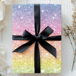 Papel De Presente Glitter Ombre Arco-Íris