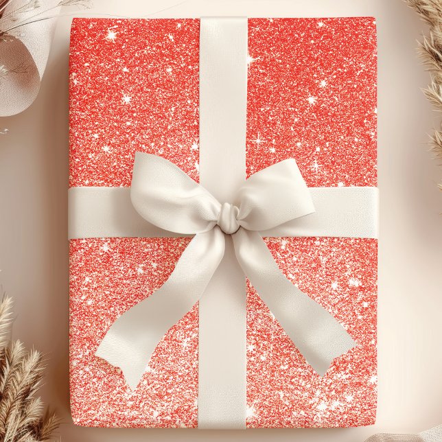 Papel De Presente Glitter Ombre Vermelho Brilhante (Criador carregado)