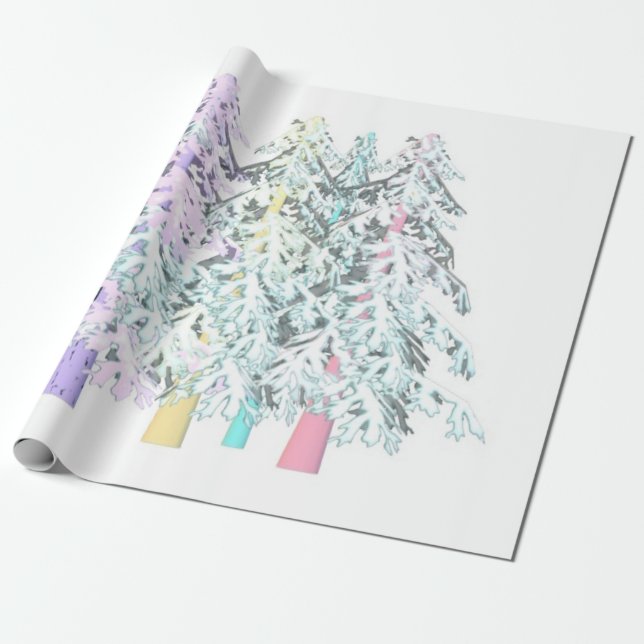 Papel De Presente Glitter pastel colors design trees  (Desenrolado)