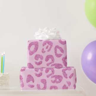 Papel De Presente Glitter Pink Leopard Pattern