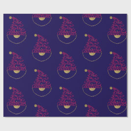 Papel De Presente Glitter Santa Script Cute Modern Christmas 