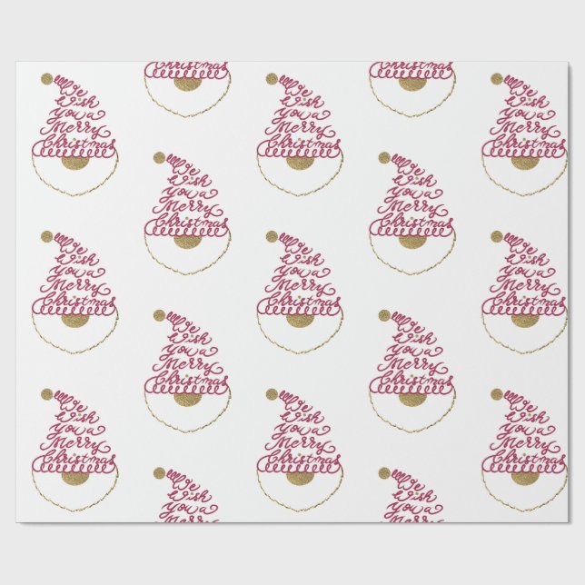Papel De Presente Glitter Santa Script Cute Modern Christmas  (Aberto)