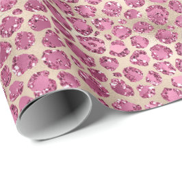 Papel De Presente Glitz de Impressão do Leopardo Rosa-Rosa-Dourada