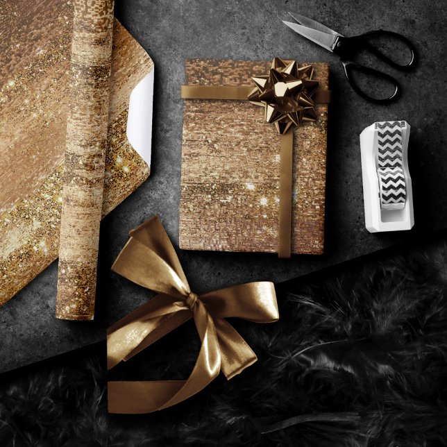 Papel De Presente Glitzy Foil | Faísca de cobre de bronze de Ouro (Criador carregado)