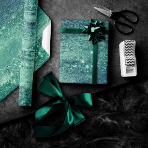 Papel De Presente Glitzy Foil   Seafoam Vermelhos Vermelhos Iridesce