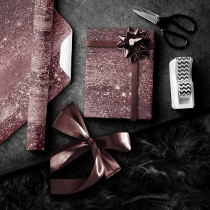 Papel De Presente Glitzy Foil   Terracotta Dusty Laranja Metálico