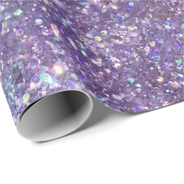 Papel De Presente Glitzy Girly Glam Roxo Glitter (Ponta do rolo)