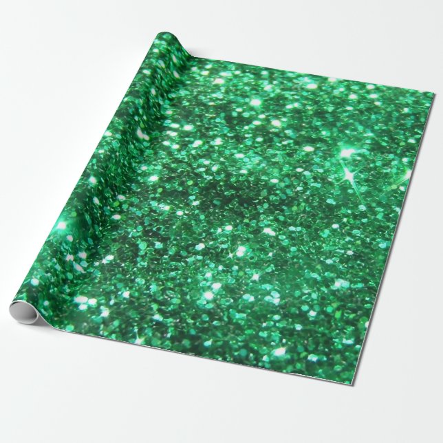 Papel De Presente Glitzy Green Glitter (Desenrolado)