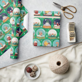 Papel De Presente Globo de neve natalícia//Gnome//Gingercake House//