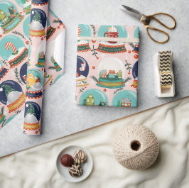 Papel De Presente Globo de neve natalícia//Gnome//Gingercake House//