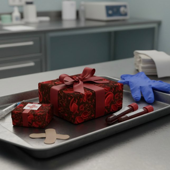 Papel De Presente Glóbulos Vermelhos Microscópicos (Criador carregado)