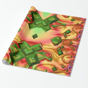 Papel De Presente GLOSSY ~ Fractal multicolorido ~ Moldagem de Natal