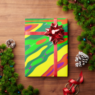 Papel De Presente GLOSSY ~ Fractal multicolorido ~ Natal