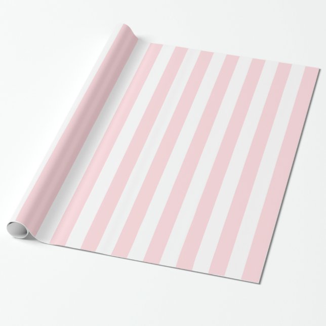 Papel De Presente Glossy Wrapping Paper Pink & White Stripe  (Desenrolado)