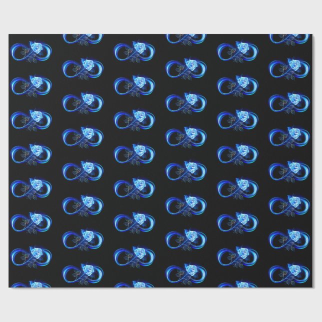 Papel De Presente Glowing infinity with blue rose (Aberto)
