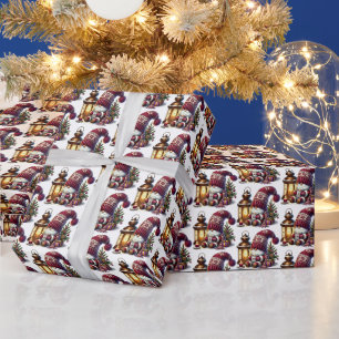 Papel De Presente Gnomo de cacau de Natal em azulejos festivos