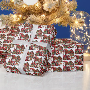 Papel De Presente Gnomo de cacau de Natal em azulejos festivos