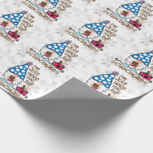 Papel De Presente Gnomo de Inverno Estou Aqui Só Pelo Chocolate