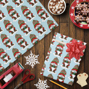 Papel De Presente Gnomo de Natal Aconchegante Vermelho Verde Inverno