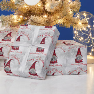 Papel De Presente Gnomo de Natal Alegre Rústico Fofo Personalizado